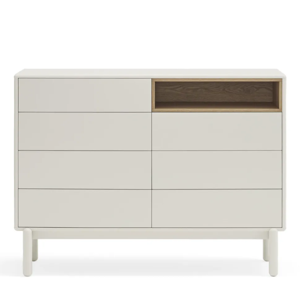 CORVO Commode 7 tiroirs 1 niche en bois L120xH90cm