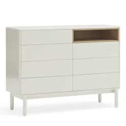 CORVO Commode 7 tiroirs 1 niche en bois L120xH90cm
