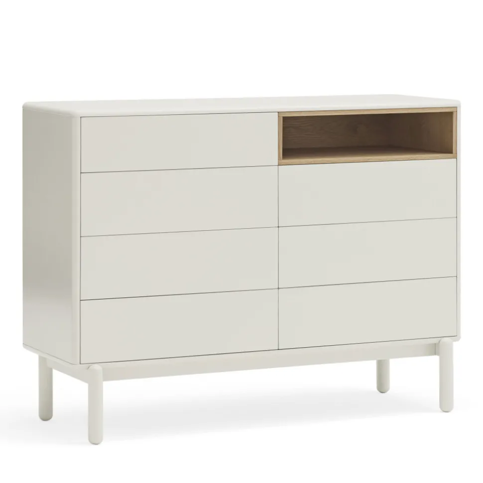 CORVO Commode 7 tiroirs 1 niche en bois L120xH90cm