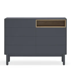 CORVO Commode 7 tiroirs 1 niche en bois L120xH90cm