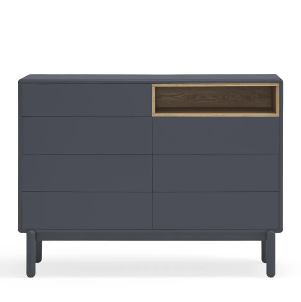 CORVO Commode 7 tiroirs 1 niche en bois L120xH90cm