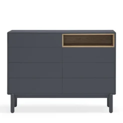 CORVO Commode 7 tiroirs 1 niche en bois L120xH90cm