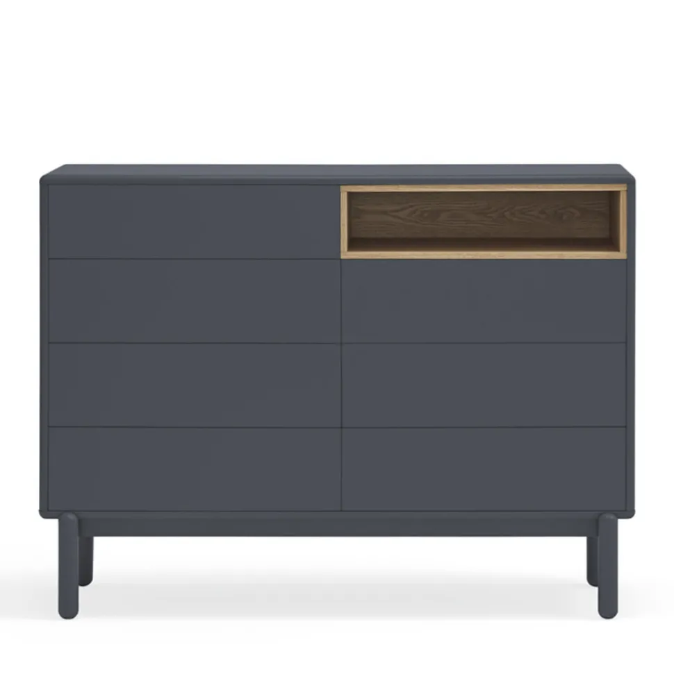 CORVO Commode 7 tiroirs 1 niche en bois L120xH90cm