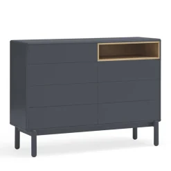 CORVO Commode 7 tiroirs 1 niche en bois L120xH90cm