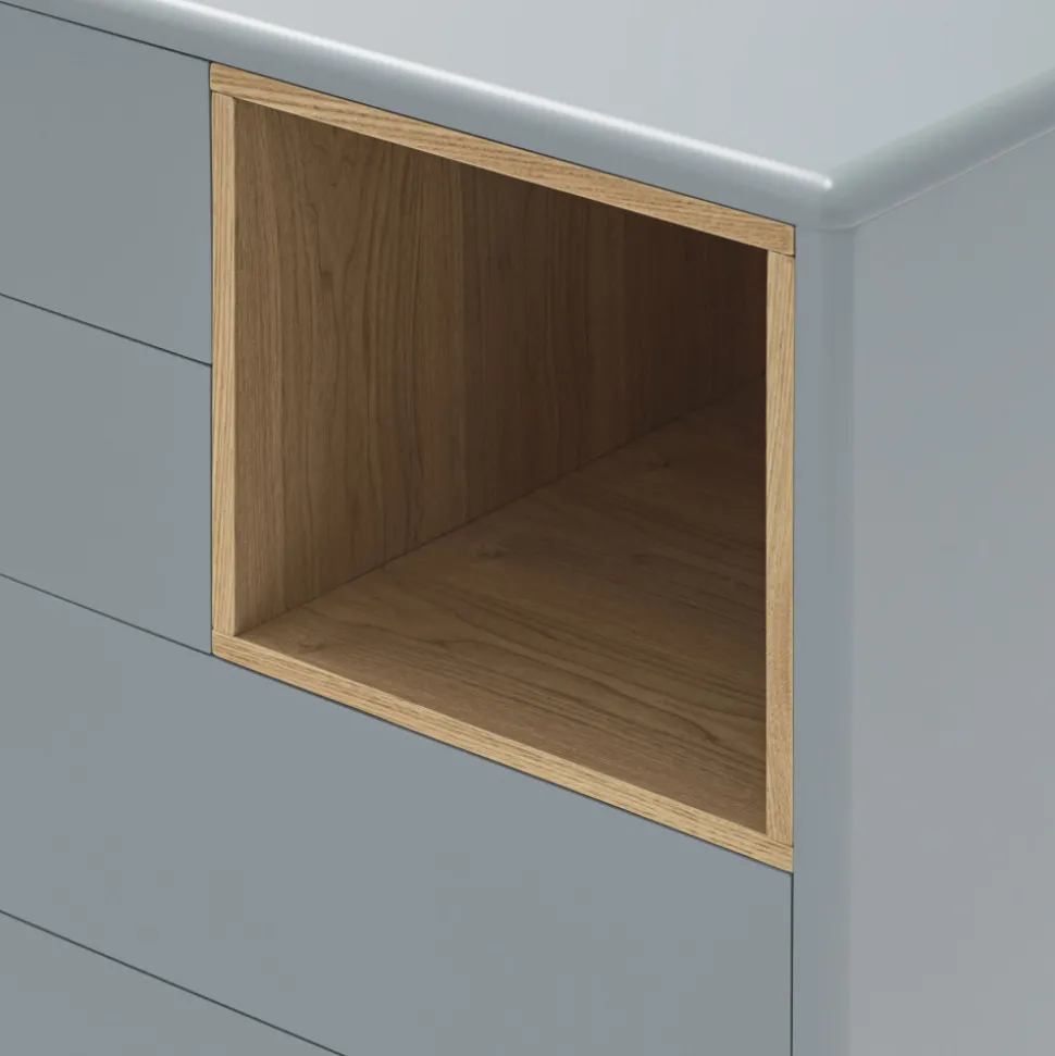 CORVO Commode 4 tiroirs 1 niche en bois L90xH90cm