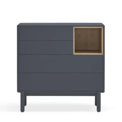CORVO Commode 4 tiroirs 1 niche en bois L90xH90cm
