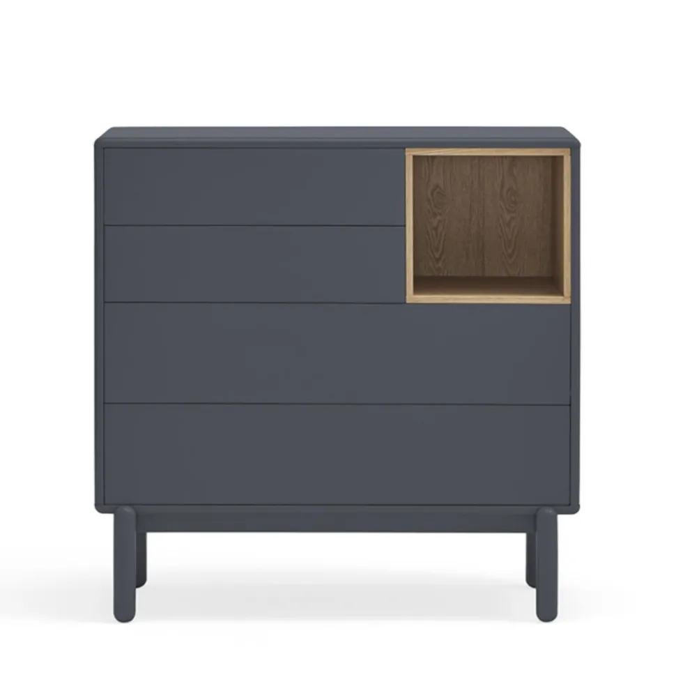 CORVO Commode 4 tiroirs 1 niche en bois L90xH90cm