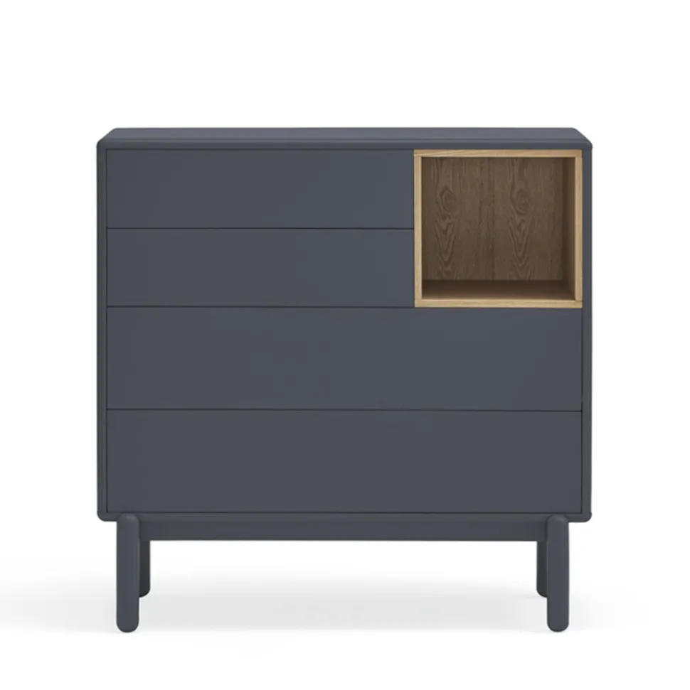 CORVO Commode 4 tiroirs 1 niche en bois L90xH90cm