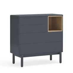 CORVO Commode 4 tiroirs 1 niche en bois L90xH90cm