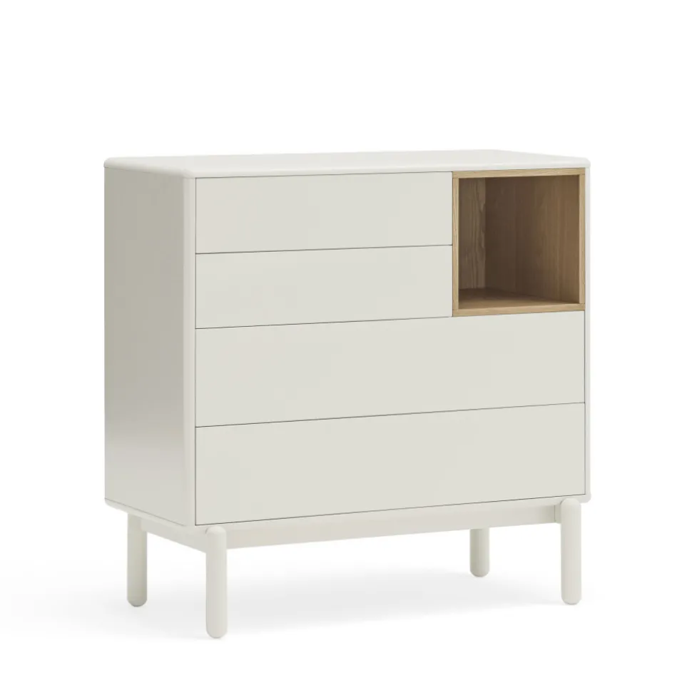 CORVO Commode 4 tiroirs 1 niche en bois L90xH90cm