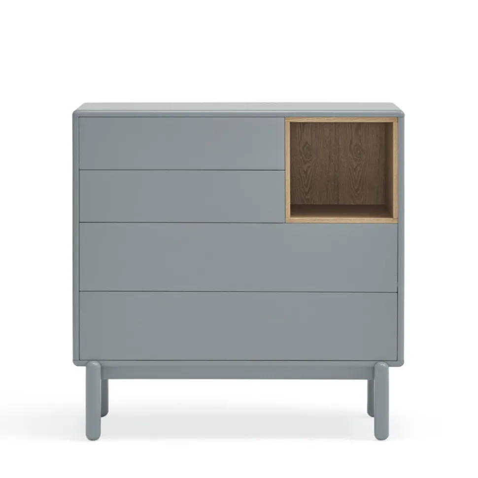 CORVO Commode 4 tiroirs 1 niche en bois L90xH90cm