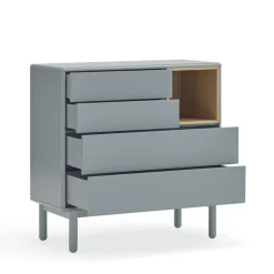 CORVO Commode 4 tiroirs 1 niche en bois L90xH90cm