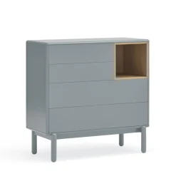 CORVO Commode 4 tiroirs 1 niche en bois L90xH90cm