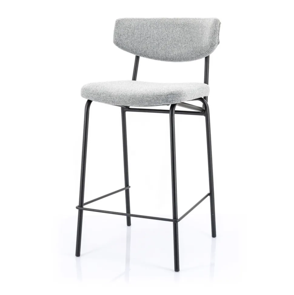 CROCKETT Lot de 2 chaises de bar en tissu et métal H66cm