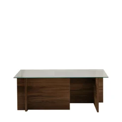 CUBIX II Table basse en verre trempé et bois