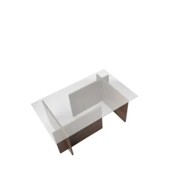 CUBIX II Table basse en verre trempé et bois