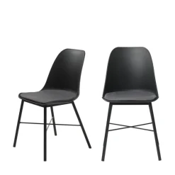 CURVI Lot de 2 chaises en plastique et métal