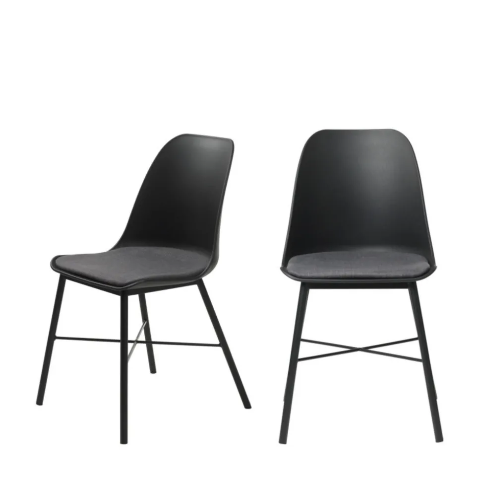 CURVI Lot de 2 chaises en plastique et métal