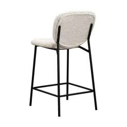 DALBY Lot de 2 tabourets de bar en tissu bouclette et métal H65cm