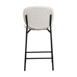DALBY Lot de 2 tabourets de bar en tissu bouclette et métal H65cm
