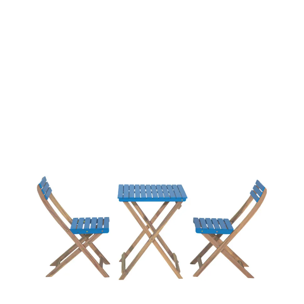 DANA Set bistrot pliant de jardin 2 personnes en bois