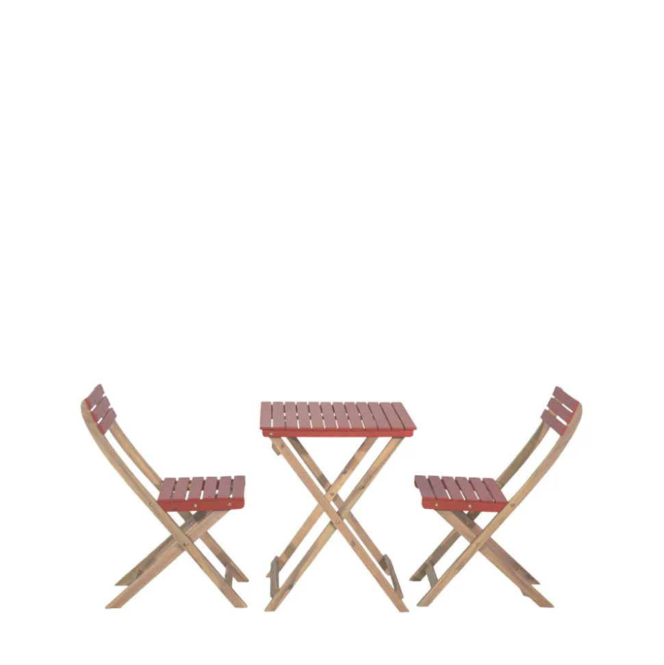 DANA Set bistrot pliant de jardin 2 personnes en bois
