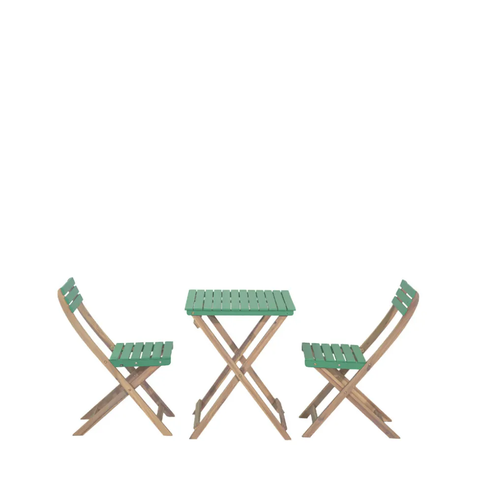 DANA Set bistrot pliant de jardin 2 personnes en bois