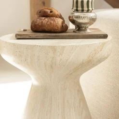 DANLI Tabouret effet travertin H45cm