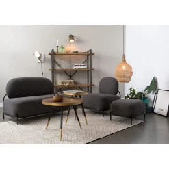 DENISE Table basse ronde en métal et bois ø44cm