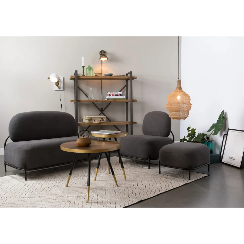 DENISE Table basse ronde en métal et bois ø44cm
