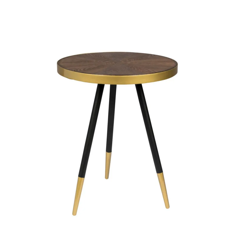 DENISE Table basse ronde en métal et bois ø44cm