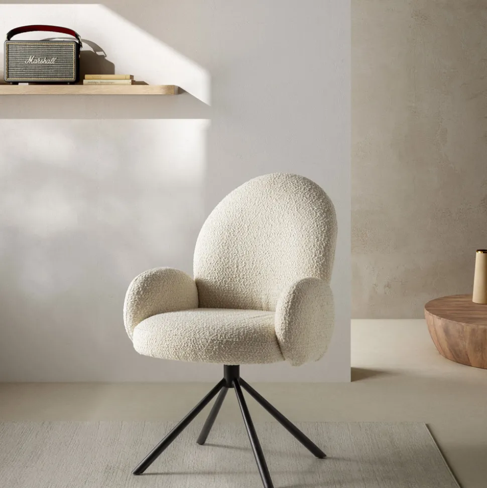 DOURO Chaise de bureau en tissu bouclette et métal