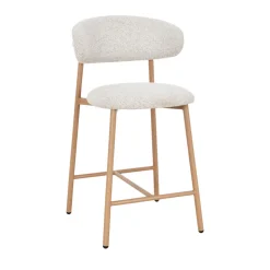 DRACO Lot de 2 chaises de bar en tissu pieds effet bois clair H65cm