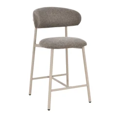 DRACO Lot de 2 chaises de bar en tissu pieds beiges H65cm