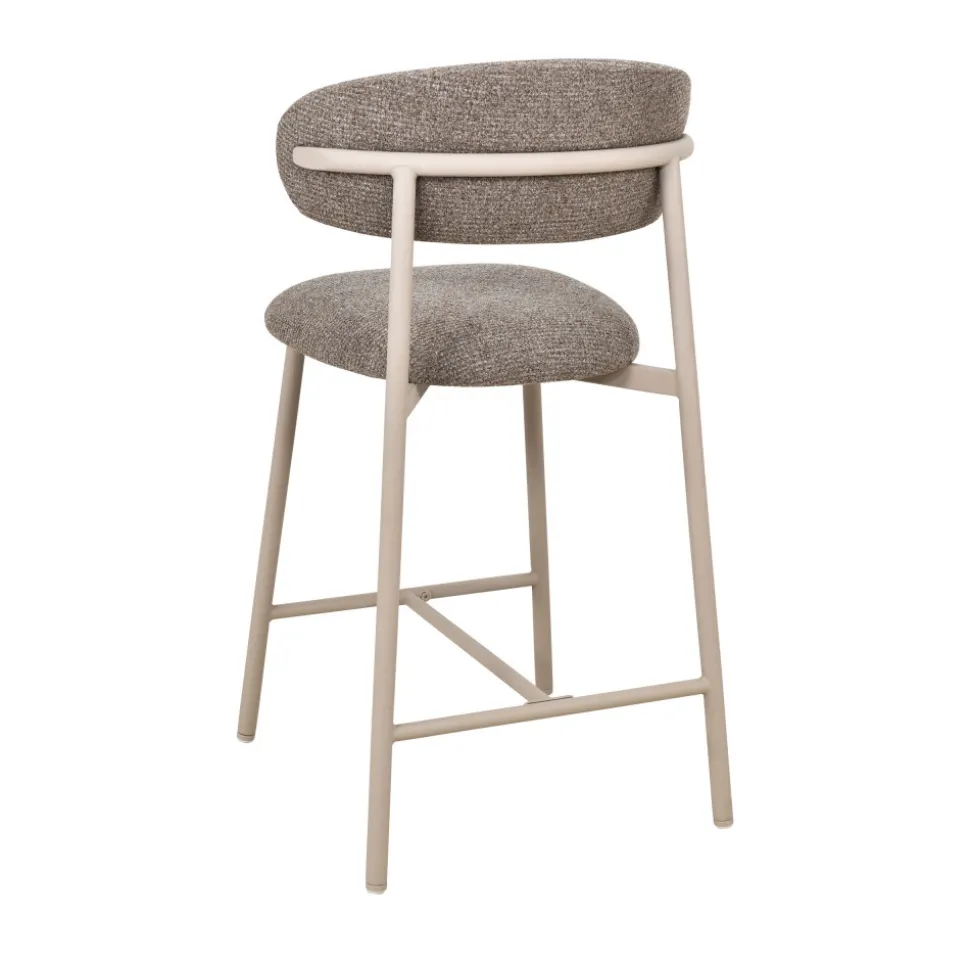 DRACO Lot de 2 chaises de bar en tissu pieds beiges H65cm