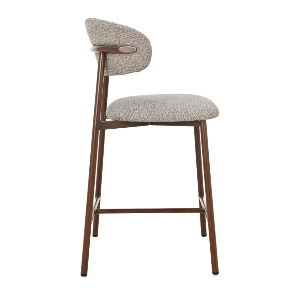 DRACO Lot de 2 chaises de bar en tissu pieds effet bois foncé H65cm