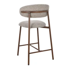 DRACO Lot de 2 chaises de bar en tissu pieds effet bois foncé H65cm
