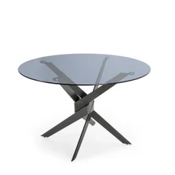 DRAVON Table à manger 4 personnes en verre trempé et métal
