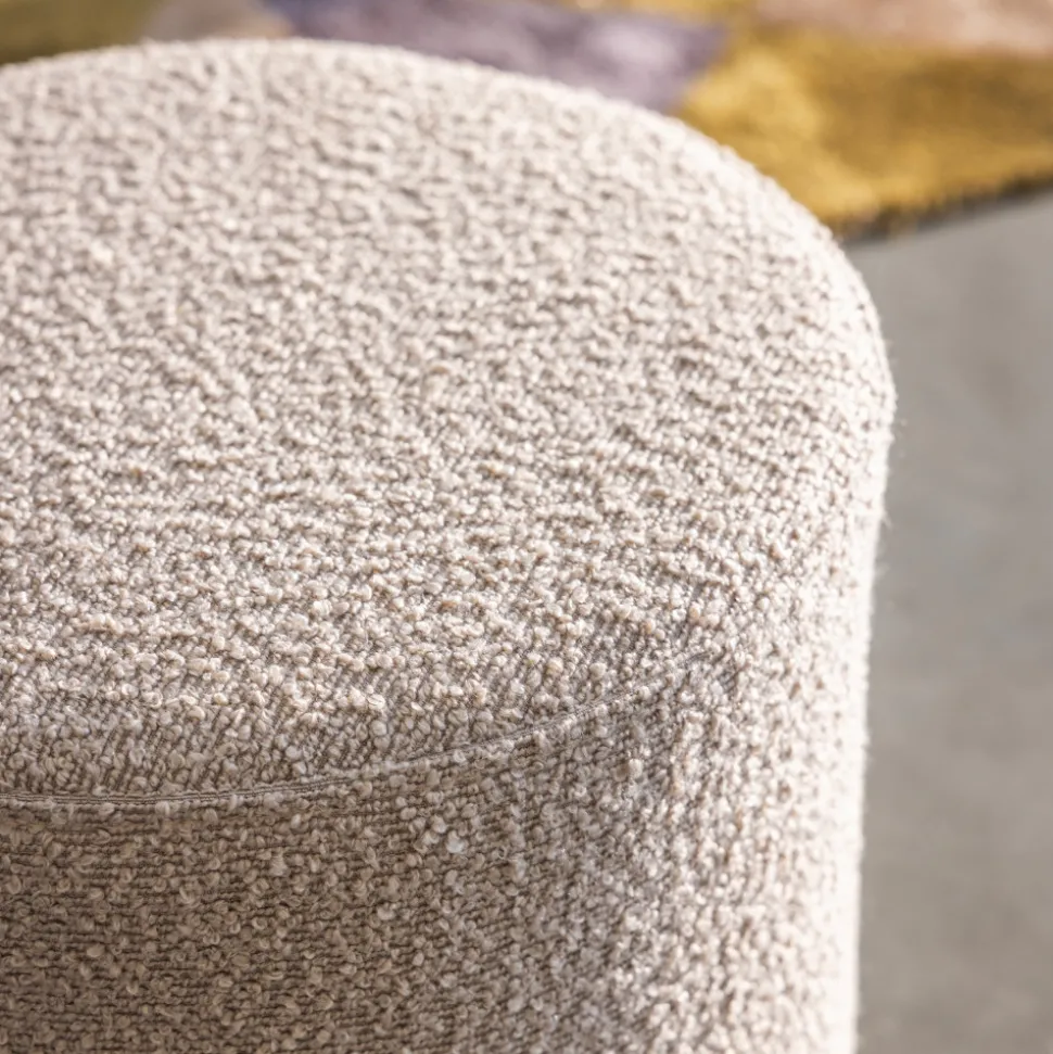 EJBY Pouf rond en tissu bouclette ø34cm