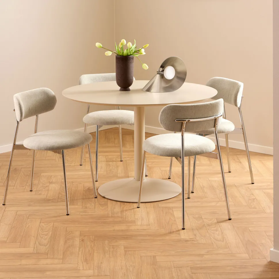ELLI Lot de 2 chaises en tissu pieds chrome
