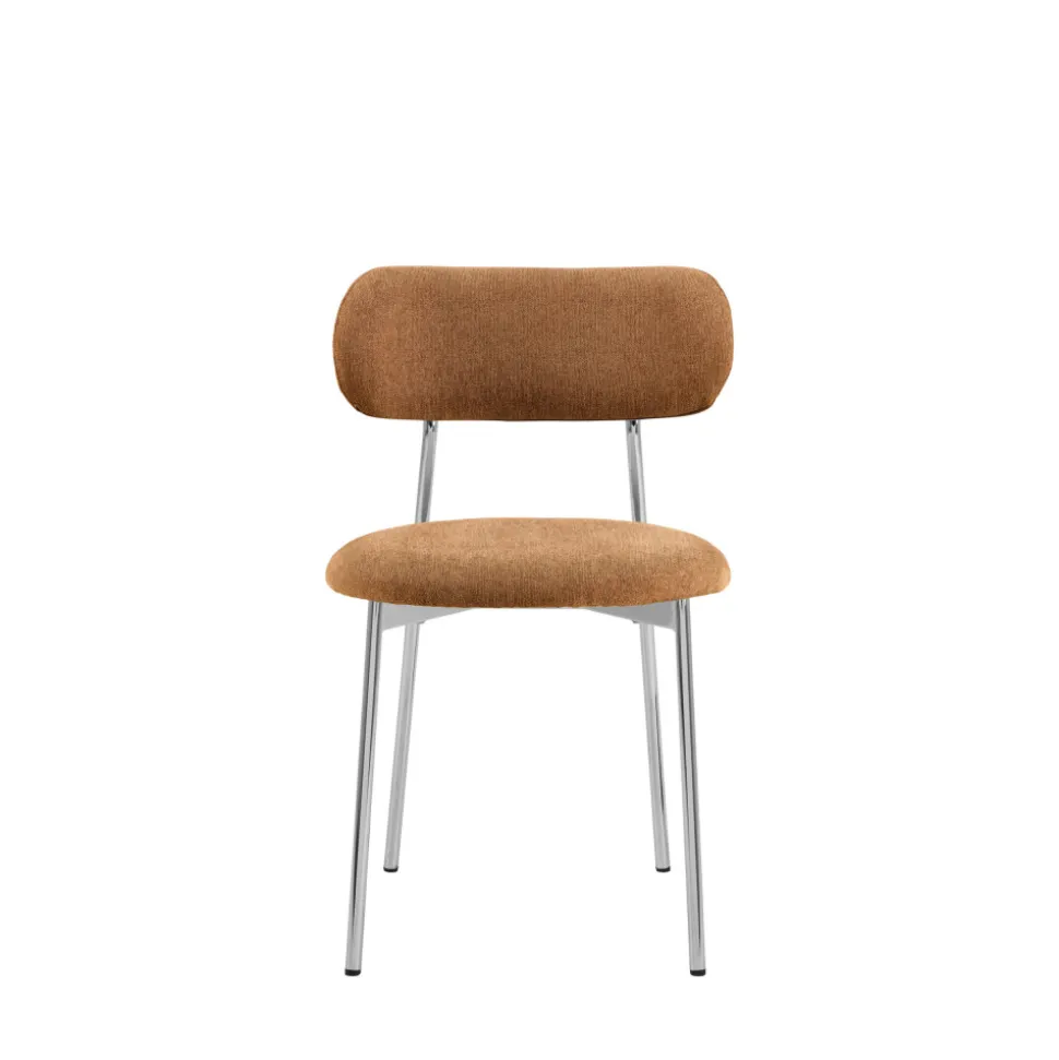 ELLI Lot de 2 chaises en tissu pieds chrome