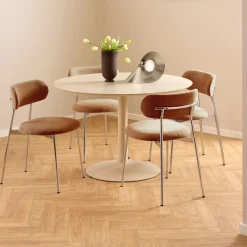 ELLI Lot de 2 chaises en tissu pieds chrome