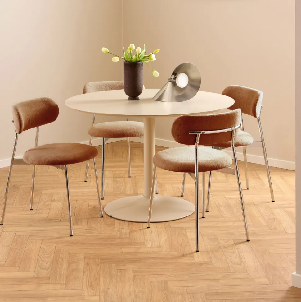 ELLI Lot de 2 chaises en tissu pieds chrome