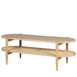 ELLOS Table basse ovale en bois et cannage
