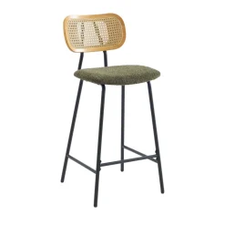 EMA Lot de 2 tabourets de bar en tissu bouclette et métal H66,5cm