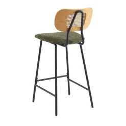 EMA Lot de 2 tabourets de bar en tissu bouclette et métal H66,5cm