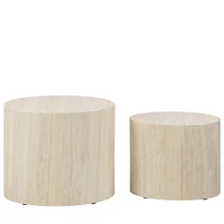 EQUICOLA Lot de 2 tables d'appoint ovales en effet travertin
