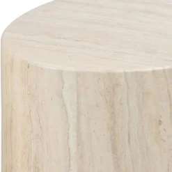 EQUICOLA Lot de 2 tables d'appoint ovales en effet travertin
