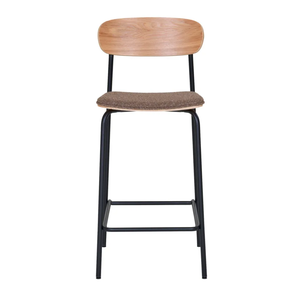 ESTEPONA Lot de 2 tabourets de bar en bois, tissu et métal H66cm