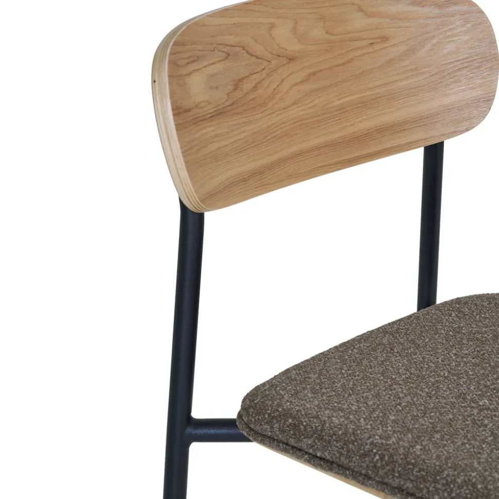 ESTEPONA Lot de 2 tabourets de bar en bois, tissu et métal H66cm